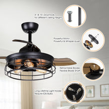 Carregar imagem no visualizador da galeria, 36" Pickett Industrial Downrod Mount Ceiling Fan with Lighting and Remote Control