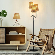 Load image into Gallery viewer, Boho Floor Lamp, 68in. Rattan Floor Lamp with Rattan Shade, 3 Light Tree Standing Lamp for Bedroom,Nursery, E26 Socket, Living Room Floor Lamp for Rus