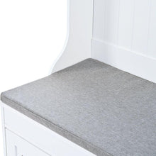 Carregar imagem no visualizador da galeria, 5-in-1 Entryway Bench with Shutter-shaped doors, Coat Rack, Cushion and 4 Sturdy Hooks, 47.2" Wide Hall Tree with Storage Bench for Hallway, Entryway, Living Room