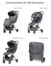 Load image into Gallery viewer, Baby Stroller, Lightweight Stroller w/Snack Tray, Footmuff, Raincover, Cup Holder & Travelbag, Toddler Stroller Folding with One Hand, Travel Stroller