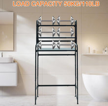 Load image into Gallery viewer, BIFCIOFH 3-Tier Expandable Over Toilet Washing Machine and Dryer Storage Rack, Height Adjustable Laundry Room Shelves, Bathroom Organization Space Saver with Pigboard and Hook (Color: Dark Grey)
