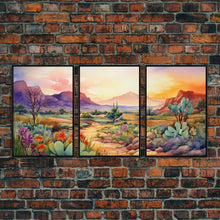 Carregar imagem no visualizador da galeria, Southwestern Desert Landscape 3 Piece Canvas Prints, Painting, Minimalist Art, Decor, Wall Decor, Wallpaper, Digital Prints, Wall Art
