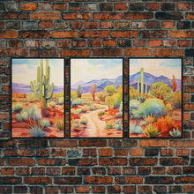Carregar imagem no visualizador da galeria, Southwestern Desert Landscape 3 Piece Canvas Prints, Painting, Minimalist Art, Decor, Wall Decor, Wallpaper, Midcentury Modern Western Decor