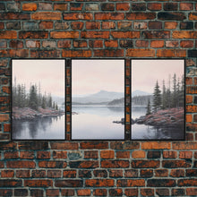 Load image into Gallery viewer, Beautiful Pacific Northwest Landscape, 3 Piece Framed Canvas Print Set, Washington Seattle Landscape Painting, PNW Decor, Oregon Art