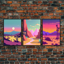 Load image into Gallery viewer, Desert Canvas Prints Set of 3, Arizona Desert 3 Panel Wall Art, Retro Boho Desert Art Print, Nature Gallery Wall Set, Large Framed Wall Art