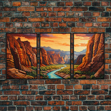 Carregar imagem no visualizador da galeria, Canyon Art, River Wall Art, Landscape Wall Print, Canvas Print, Wall Art, 3 Piece Wall Art, Appreciation Gift, Ranch Decor, Western Wall Art
