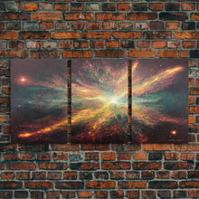 Carregar imagem no visualizador da galeria, Galaxy Full of Stars, Pixel Space Art, Pixel Art, 3 piece wall art, 3 piece canvas, unique colorful living room wall art