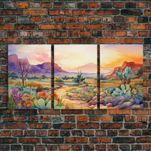 Carregar imagem no visualizador da galeria, Southwestern Desert Landscape 3 Piece Canvas Prints, Painting, Minimalist Art, Decor, Wall Decor, Wallpaper, Digital Prints, Wall Art