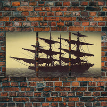 Load image into Gallery viewer, Haunted ghost pirate ship aloft in the sea, 3 piece canvas, 3 piece wall art, living room above sofa art