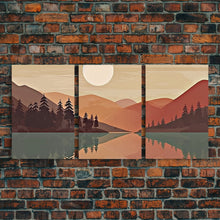 Load image into Gallery viewer, Boho Wall Art Prints, 3 Panel Canvas Art, Pacific Northwest Sunset, Boho Wall Art Set Minimalist Modern Mid Century Abstract Forest Wall Art