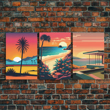 Load image into Gallery viewer, Desert Art, California Themed Wall Art, Framed Canvas Prints, 3 Piece Wall Art, 3 Panel Triptych Art, Retro Style, Orange Hues Art