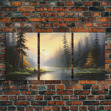 Carregar imagem no visualizador da galeria, Forest Wall Art, Trees Art Print, Sunset Art, Forest Wall Art, Canvas Print, Wall Art, 3 Piece Wall Art, Dorm Room Art, Ranch House Decor
