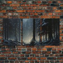 Carregar imagem no visualizador da galeria, 3 Piece Framed Canvas Print Wall Art Set of 3 Emerald Green Mountain Forest Lake Landscape Minimalist Modern Art Nature Wall Decor