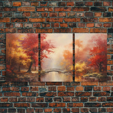Carregar imagem no visualizador da galeria, Fall Decor, 3 Piece Wall Art Set, Autumn Forest Oil Painting Canvas Prints, Fall Decorations, Halloween Art, Fall Forest Landscape Painting