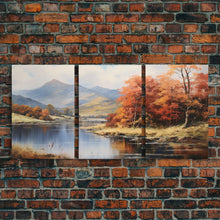 Carregar imagem no visualizador da galeria, Fall Centerpiece Decor, Framed Canvas Prints, Autumn Landscape Paintings, 3 Piece Art, Triptych