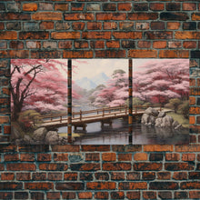 Cargar imagen en el visor de la galería, Cherry Blossom Wall Art, Japanese Print, Landscape Wall Art, Canvas Print, Wall Art, 3 Piece Wall Art, Farmhouse Wall Decor, Above Bed Art