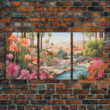 Carregar imagem no visualizador da galeria, Floral Art Print, Palm Trees Art, Desert Wall Art, Mountain Art, Canvas Print, Wall Art, 3 Piece Wall Art, Gift For Coworker, Western Decor