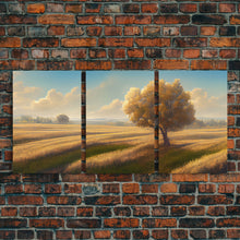 Carregar imagem no visualizador da galeria, A lone tree in a Texas field, Canvas print, Texan art, Prairies, fields and grass, 3 Piece Wall Art, Ready To Hang Canvas Print