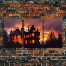 Carregar imagem no visualizador da galeria, 3 Piece Canvas Wall Decor, Ready To Hang Canvas Prints, Victorian Style Haunted House, Spooky Halloween Wall Art Decor