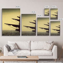 Load image into Gallery viewer, Haunted ghost pirate ship aloft in the sea, 3 piece canvas, 3 piece wall art, living room above sofa art