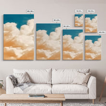 Carregar imagem no visualizador da galeria, Framed Canvas Wall Art Set of 3 Pastel Clouds, Navy Blue Sky, Nature Landscape Prints, Minimalist Modern Art Nature Boho Wall Decor