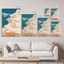 Load image into Gallery viewer, Clouds On Canvas, Framed Wall Art Set of 3 Pastel Cloud Navy Blue Sky Nature Landscape Prints Minimalist Modern Art Nature Wall Decor
