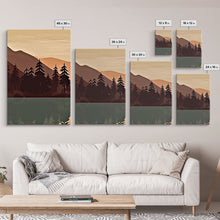 Load image into Gallery viewer, Boho Wall Art Prints, 3 Panel Canvas Art, Pacific Northwest Sunset, Boho Wall Art Set Minimalist Modern Mid Century Abstract Forest Wall Art