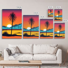 Load image into Gallery viewer, Desert Art, California Themed Wall Art, Framed Canvas Prints, 3 Piece Wall Art, 3 Panel Triptych Art, Retro Style, Orange Hues Art