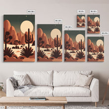 Load image into Gallery viewer, Arizona Desert Landscape, Framed Canvas Print Set, 3 Piece Wall Art, Brown Sepia Art, Mountains Wall Art, Office Wall Art