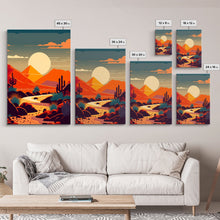 Load image into Gallery viewer, Art Deco Minimalism Desert Art, 3 Piece Triptych Art, Framed Canvas Prints, Multi-Panel Art, Desert Prints, Arizona Art, Western Decor
