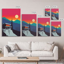 Load image into Gallery viewer, Scandinavian Canvas Prints Framed, 3 Piece Wall Art, Nordic Print Set, Modern Abstract Art, Minimalist Landscape Sunset Art, Forest Mountain
