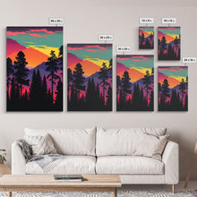 Load image into Gallery viewer, 3 Piece Retro Style Forest Wall Art Canvas Print, Set of 3 Forest Landscape Art, Green Forest, Nature, Modern Art, Minimalist, Misty, Decor