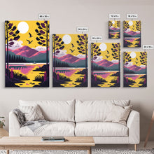 Carregar imagem no visualizador da galeria, 3 Piece Framed Canvas Wall Art Wood Panel Effect Mountain Range Top Print Modern Art, Rustic Living Room Wall Art, Western Decor, Retro Feel