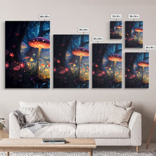 Load image into Gallery viewer, Magical dark forest art print on canvas, fantasy forest, oil style painting, large landscape wall art for home, ready to hang, 3 Piece Art