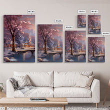 Carregar imagem no visualizador da galeria, 3 Piece Winter Scene, Framed Canvas Prints, Triptych Christmas Painting, Christmas Decor, Winter Art, Christmas Wall art, Xmas Art