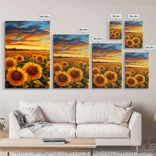 Load image into Gallery viewer, Beautiful Canvas Print Set | Sunflowers Wall Art Triptych | Botanical Print Set | Living Room Wall Art | Flower Illustrations | Flower Art
