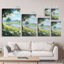 Load image into Gallery viewer, Beautiful Spring Meadow Landscape Painting 3 Piece Set, Spring Centerpiece Art, Original Oil Painting Wall Art, Minimalist Whimsical Decor