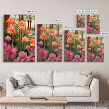 Carregar imagem no visualizador da galeria, Floral Art Print, Palm Trees Art, Desert Wall Art, Mountain Art, Canvas Print, Wall Art, 3 Piece Wall Art, Gift For Coworker, Western Decor
