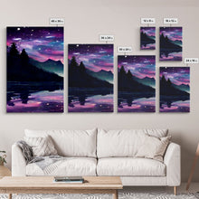 Carregar imagem no visualizador da galeria, Fantasy Starry Night Magical Forest Landscape, 3 Piece Wall Art, Ready To Hang Canvas Print, Cool Unique Living Room Wall Art Decor