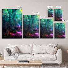 Cargar imagen en el visor de la galería, Fantasy wall art, canvas print, magical forest, fantasy landscape art, 3 Piece Wall Art, Ready To Hang Canvas Print