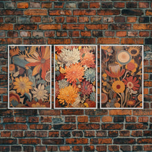 Load image into Gallery viewer, Boho Style Wall Art, Framed Canvas Print 3 Piece Set, Boho Chic, Gifts For Girlfriend, Boho Home Decor, Botanical Floral Art, Botanical Art