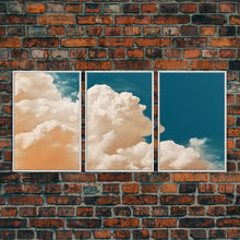 Load image into Gallery viewer, Cloud Wall Art Triptych 3 Piece Set Blue Wall Art Abstract Art Print Minimalist Wall Ar Indigo Art Maximalist Deco Sky Wall Art Sky Print