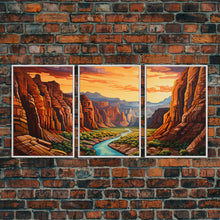 Carregar imagem no visualizador da galeria, Canyon Art, River Wall Art, Landscape Wall Print, Canvas Print, Wall Art, 3 Piece Wall Art, Appreciation Gift, Ranch Decor, Western Wall Art