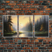 Carregar imagem no visualizador da galeria, Forest Wall Art, Trees Art Print, Sunset Art, Forest Wall Art, Canvas Print, Wall Art, 3 Piece Wall Art, Dorm Room Art, Ranch House Decor