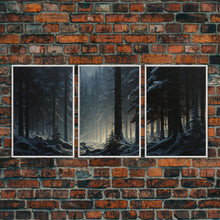 Carregar imagem no visualizador da galeria, 3 Piece Framed Canvas Print Wall Art Set of 3 Emerald Green Mountain Forest Lake Landscape Minimalist Modern Art Nature Wall Decor