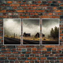 Carregar imagem no visualizador da galeria, Abandoned Ghost Town, Wild America, 3 Piece Wall Art, Ready To Hang Canvas Print, Cool Living Room Wall Art Decor