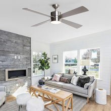 Carregar imagem no visualizador da galeria, 52" Bucholz Industrial Ceiling Fan with Dimmable LED Light