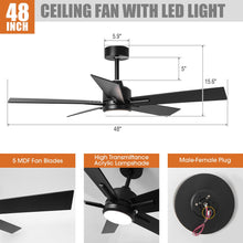 Carregar imagem no visualizador da galeria, 48" DC Motor 5 Blades Modern Downrod Mount Ceiling Fan