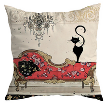 Carregar imagem no visualizador da galeria, Vintage Black Cat Cushion Covers