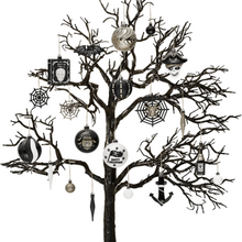 Carregar imagem no visualizador da galeria, Halloween Christmas Tree Ornaments Set, 70-Piece Black & White Gothic Ornaments